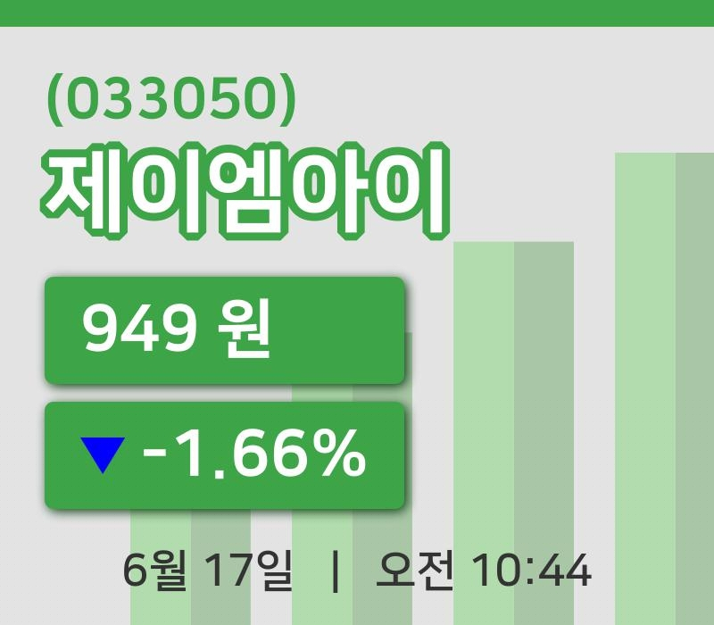[제이엠아이주가] 10시 44분 현재 949원