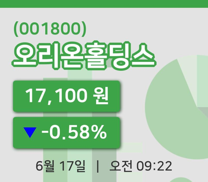 [오리온홀딩스주가] 17일 이시각 현재  17,100원