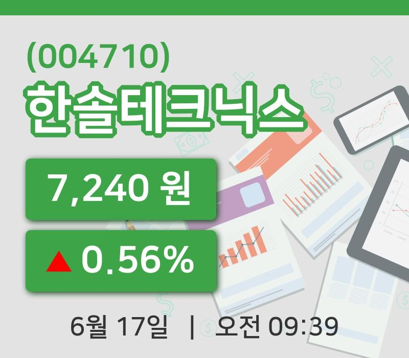 [한솔테크닉스주가] 17일 이시각 현재  7,240원