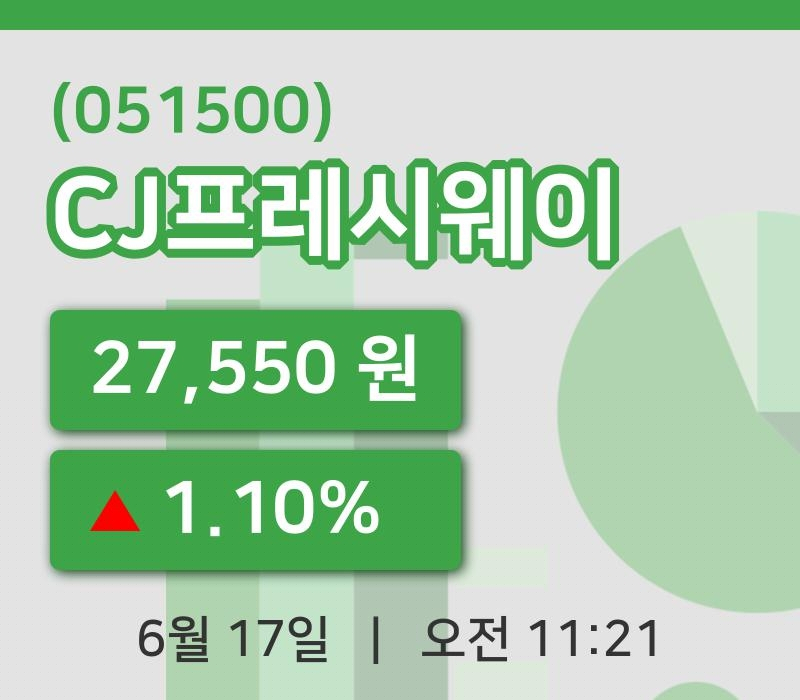 [CJ프레시웨이주가] 17일 11시 21분 현재 27,550원