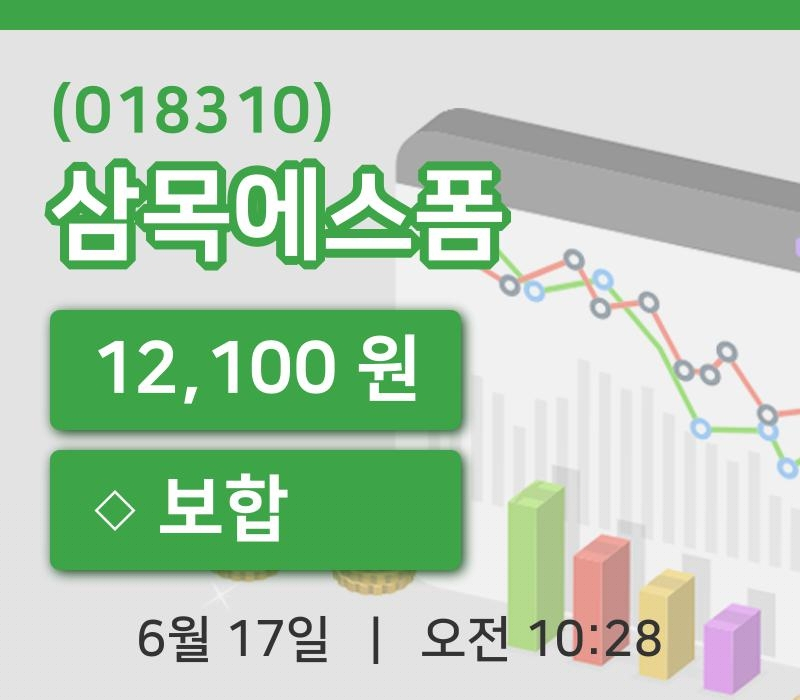 [삼목에스폼주가] 10시 28분 현재 12,100원