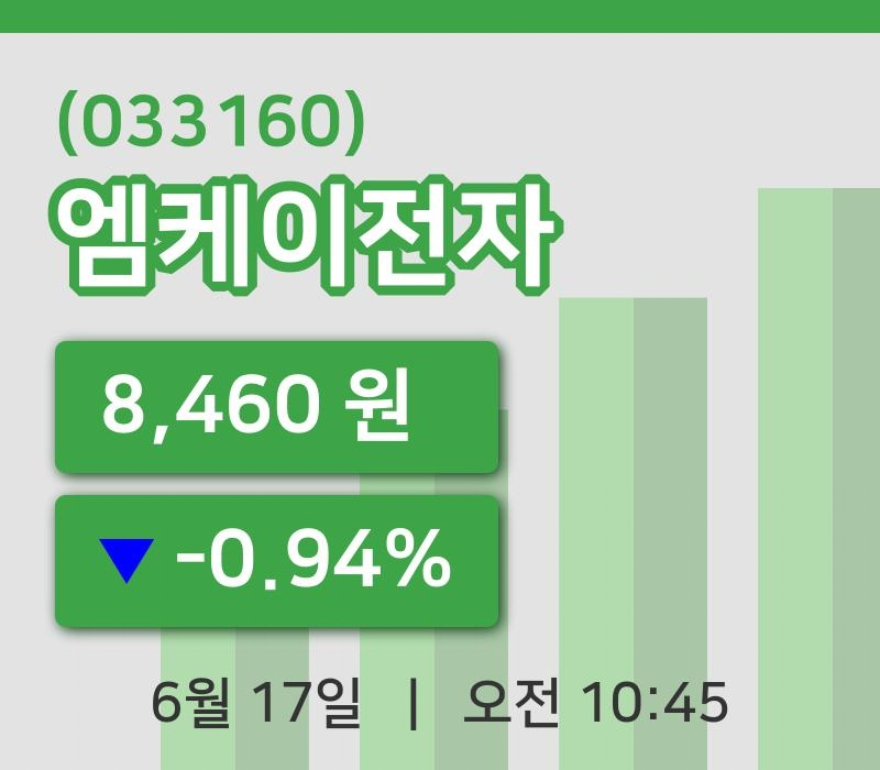 [엠케이전자주가] 10시 45분 현재 8,460원