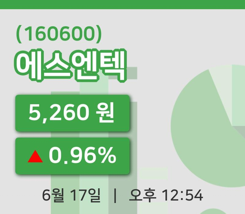 [에스엔텍주가] 12시 54분 현재 5,260원