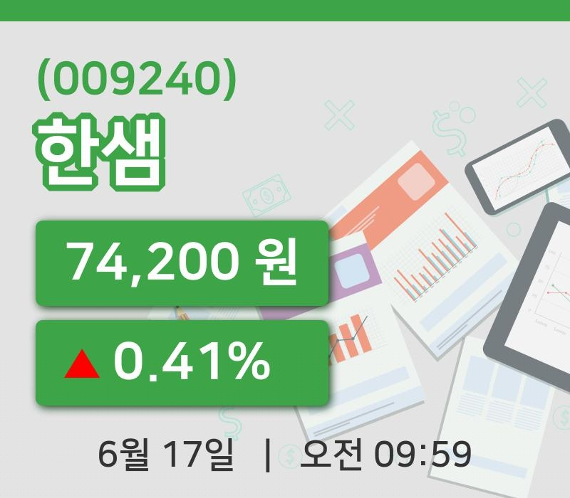 [한샘주가] 17일 9시 59분 현재 74,200원