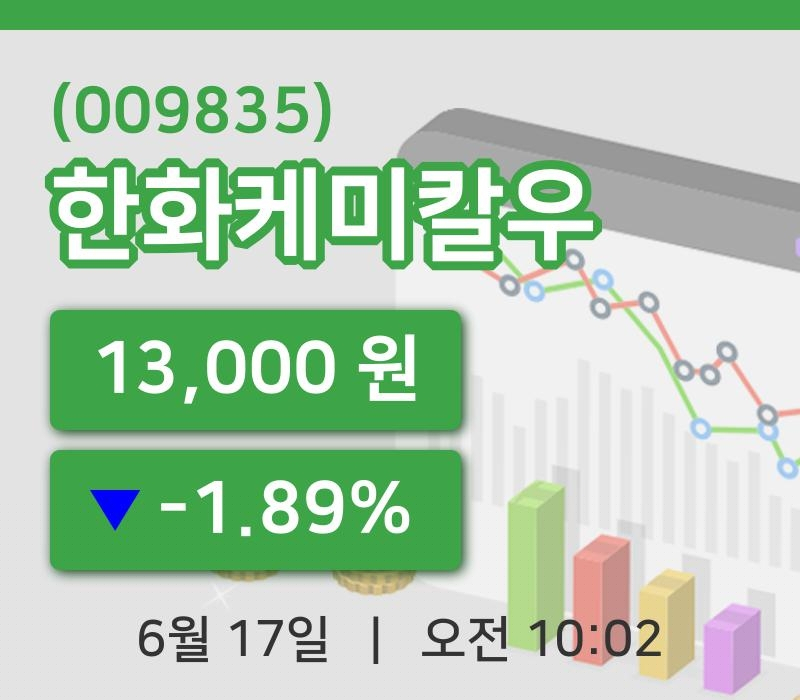 [한화케미칼우주가] 17일 10시 02분 현재 13,000원