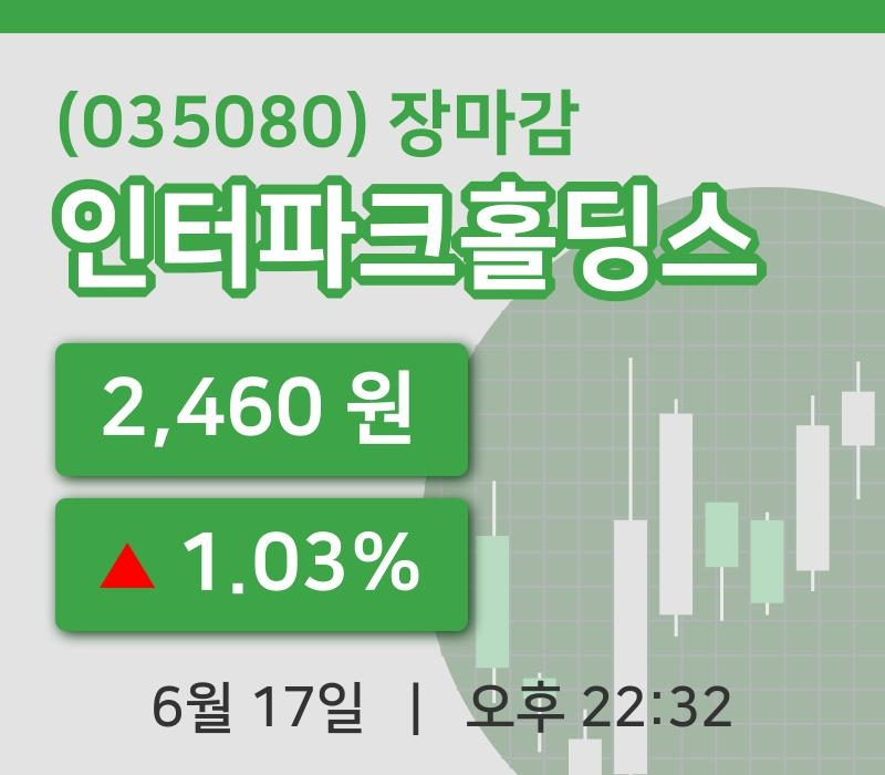 코스닥마감증시인터파크홀딩스 17일 2,460원 장 마쳐...