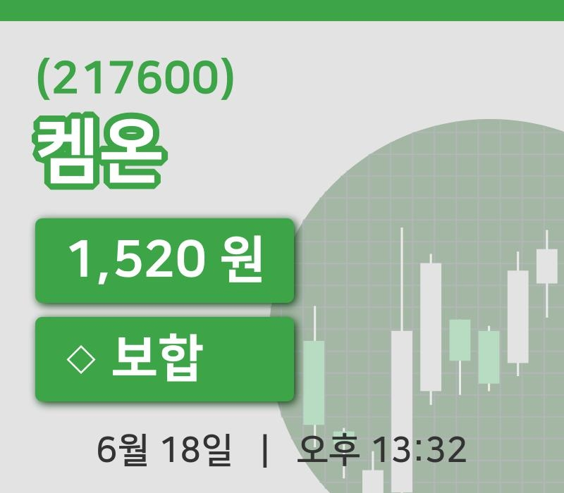 [켐온주가] 18일 13시 32분 현재 1,520원