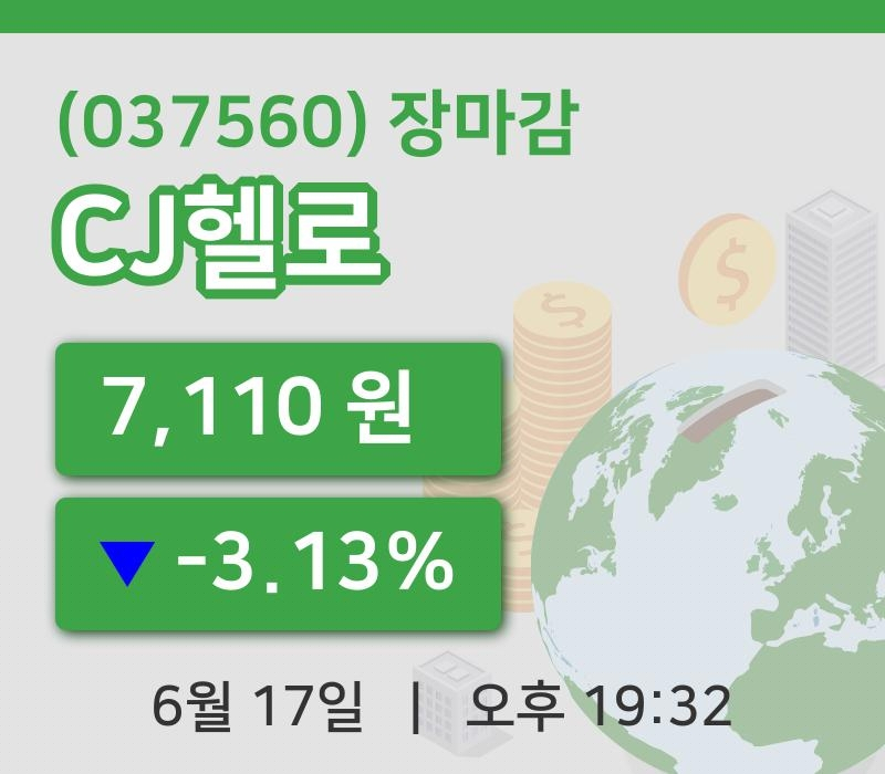 코스피정리CJ헬로 17일 7,110원 장 마쳐...