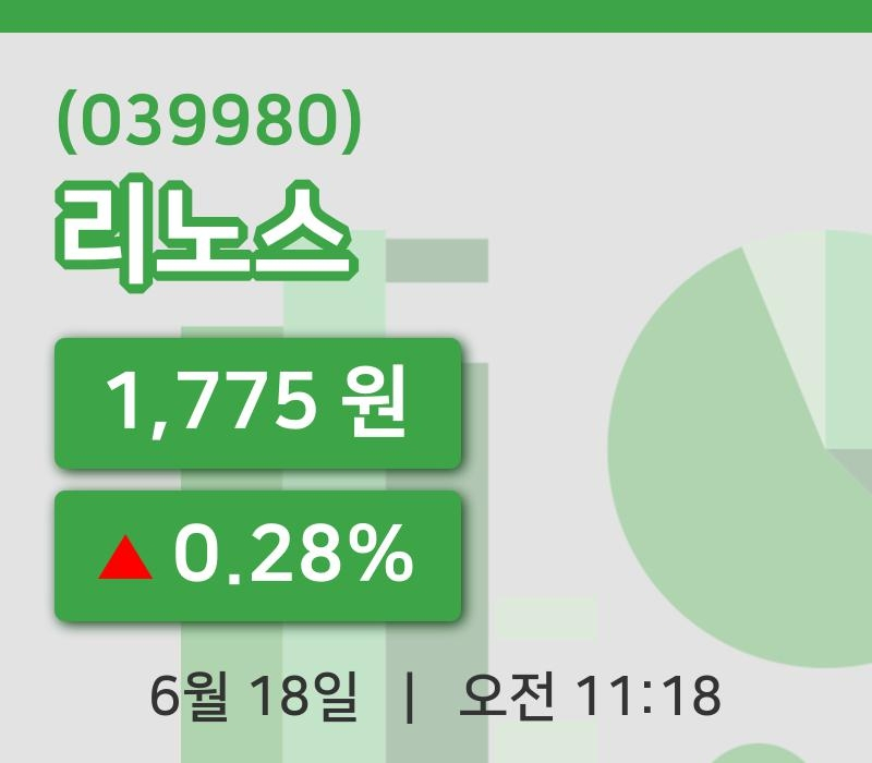 [리노스주가] 11시 18분 현재 1,775원