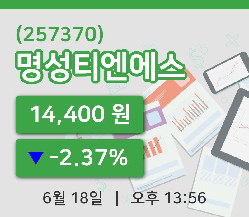[명성티엔에스주가] 18일 이시각 현재  14,400원