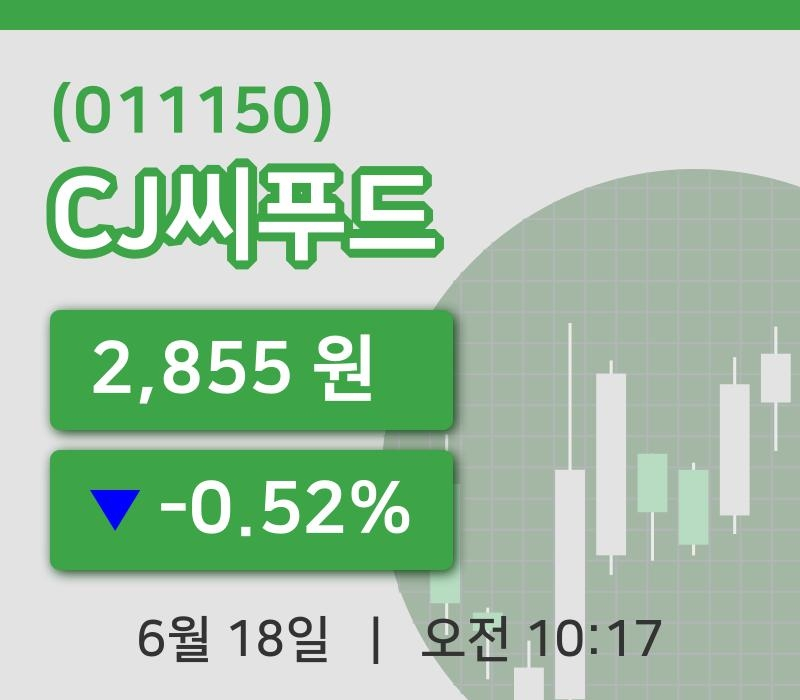 [CJ씨푸드주가] 18일 10시 17분 현재 2,855원
