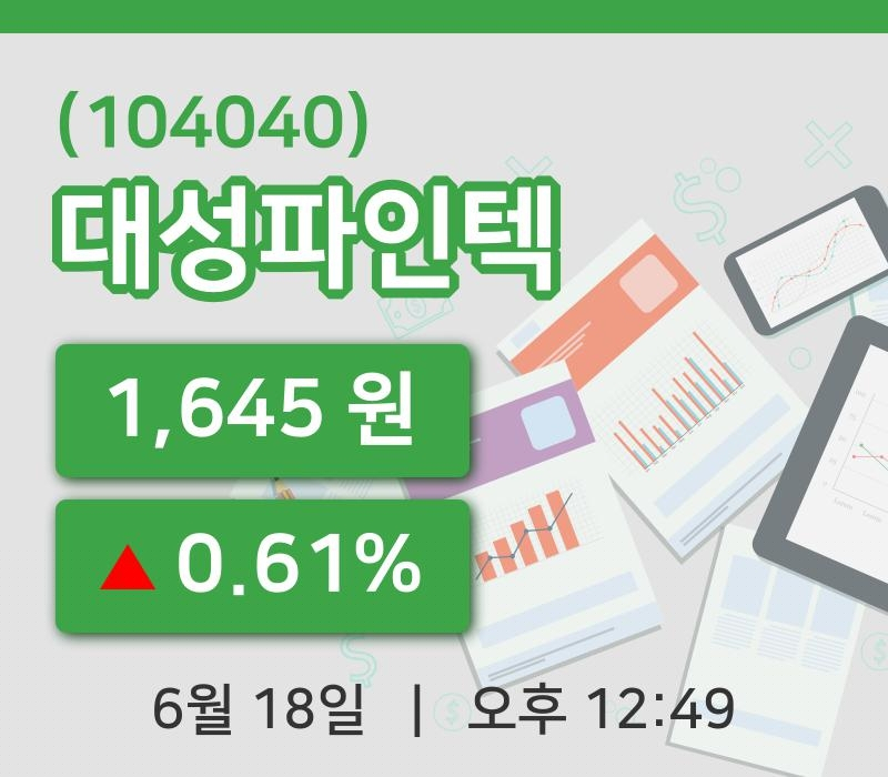 [대성파인텍주가] 18일 이시각 현재  1,645원