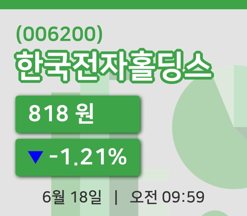 [한국전자홀딩스주가] 9시 59분 현재 818원