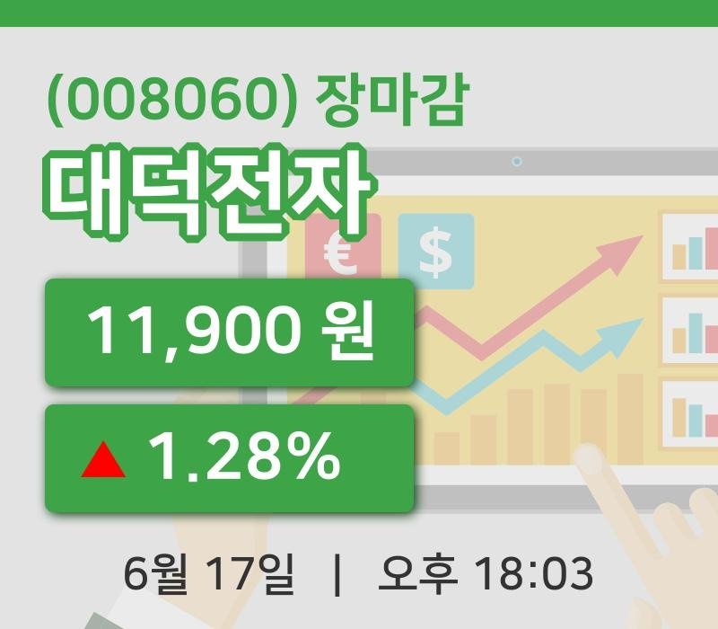 주식마감대덕전자 17일 11,900원 마감