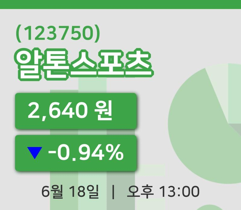 [알톤스포츠주가] 18일 이시각 현재  2,640원