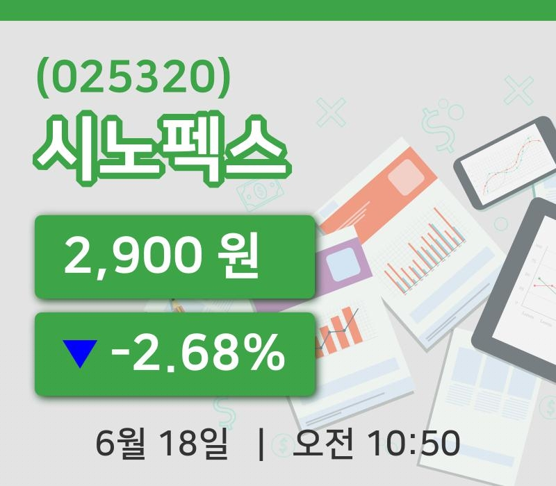 [시노펙스주가] 18일 이시각 현재  2,900원