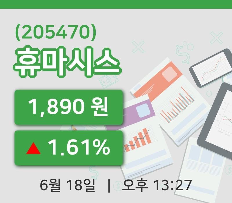 [휴마시스주가] 18일 13시 27분 현재 1,890원