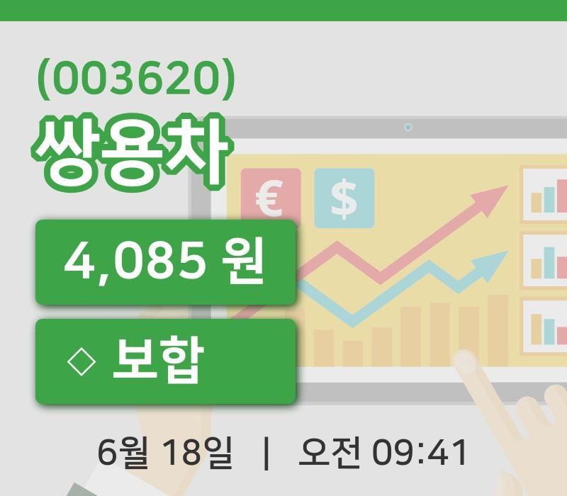 [쌍용차주가] 18일 이시각 현재  4,085원