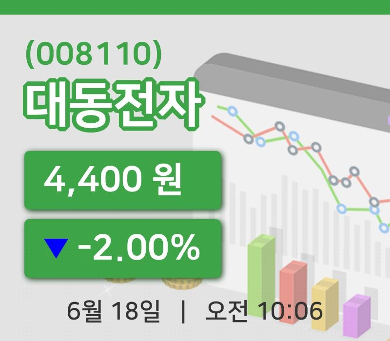 [대동전자주가] 18일 이시각 현재  4,400원