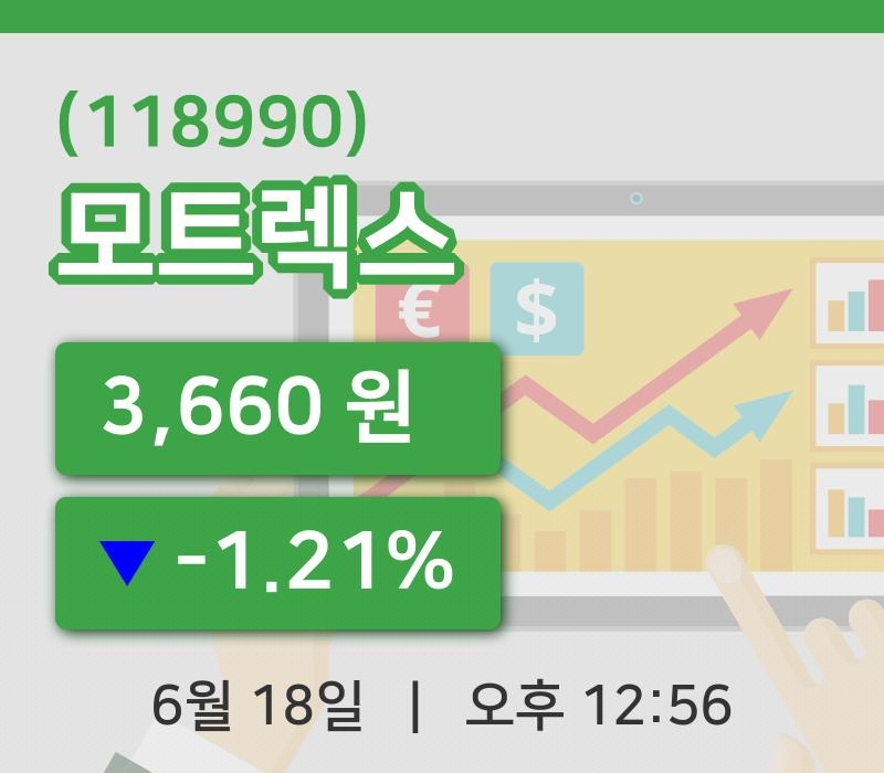 [모트렉스주가] 18일 이시각 현재  3,660원
