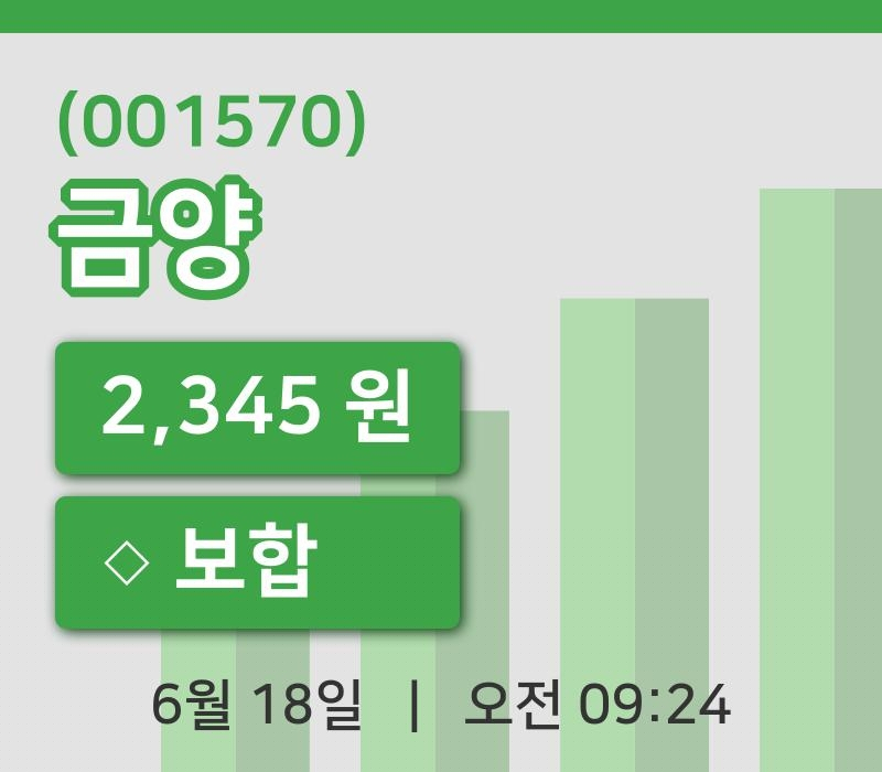 [금양주가] 9시 24분 현재 2,345원
