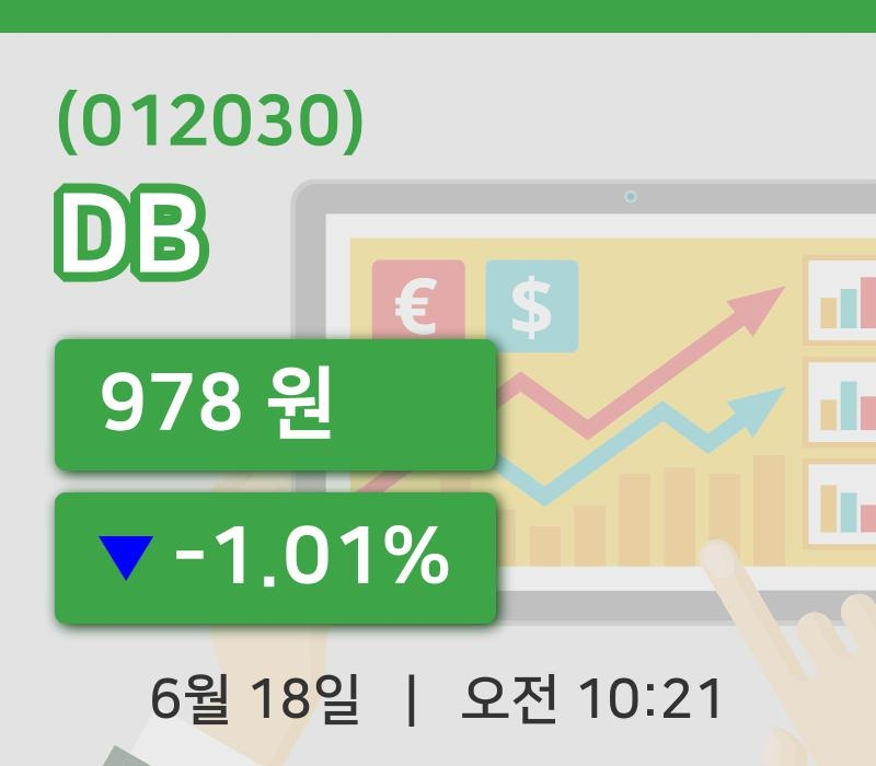 [DB주가] 10시 21분 현재 978원