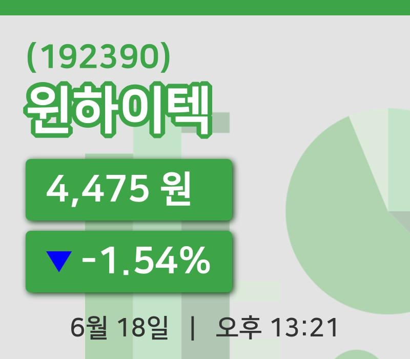 [윈하이텍주가] 13시 21분 현재 4,475원