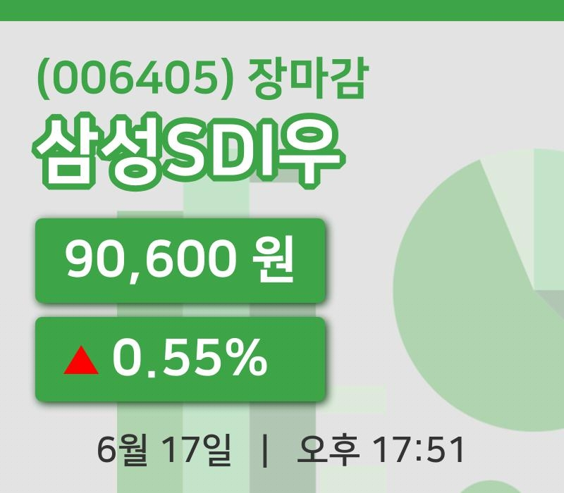 코스피정리삼성SDI우 17일 90,600원 장마감...