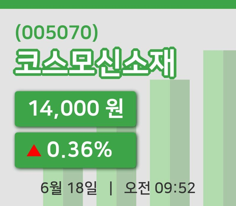 [코스모신소재주가] 18일 이시각 현재  14,000원