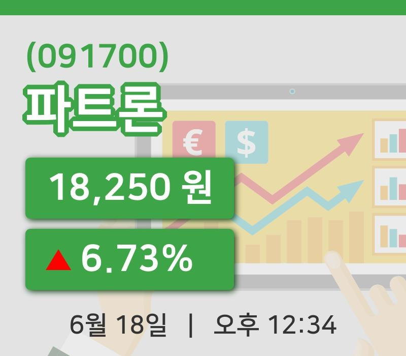 [파트론주가] 12시 34분 현재 18,250원
