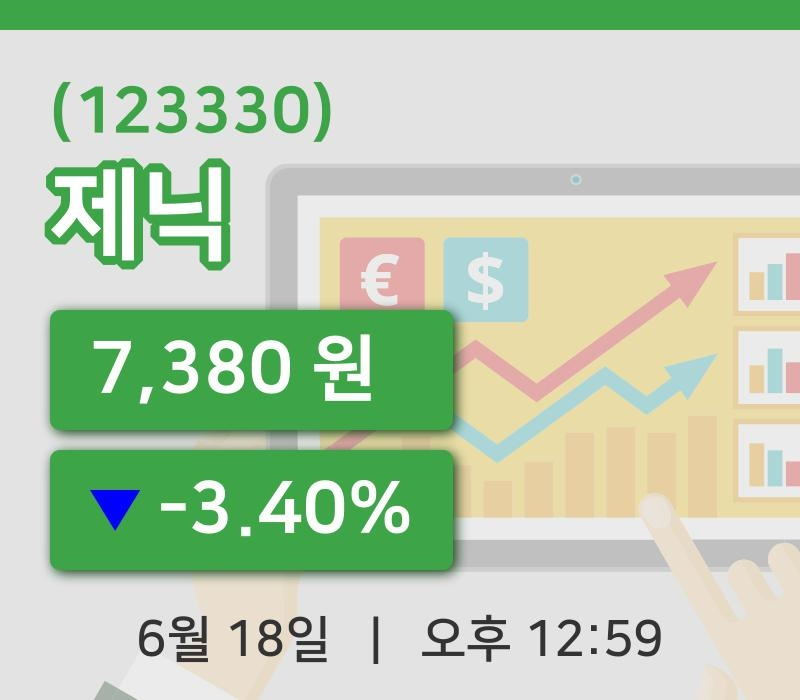 [제닉주가] 18일 이시각 현재  7,380원