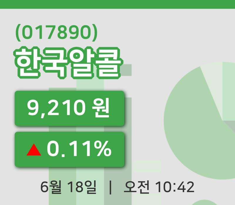 [한국알콜주가] 10시 42분 현재 9,210원