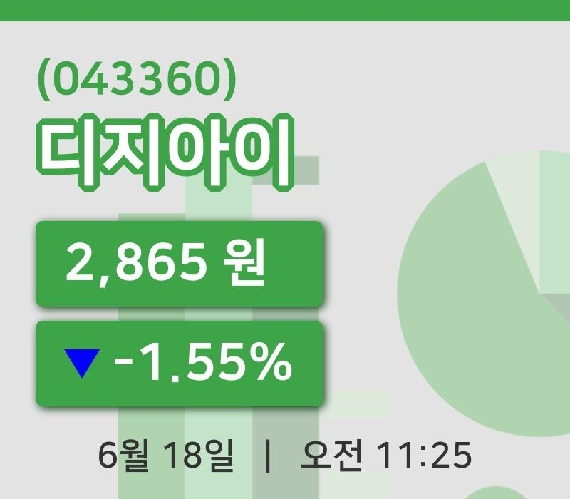 [디지아이주가] 11시 25분 현재 2,865원