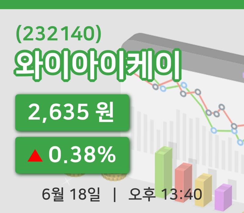 [와이아이케이주가] 13시 40분 현재 2,635원