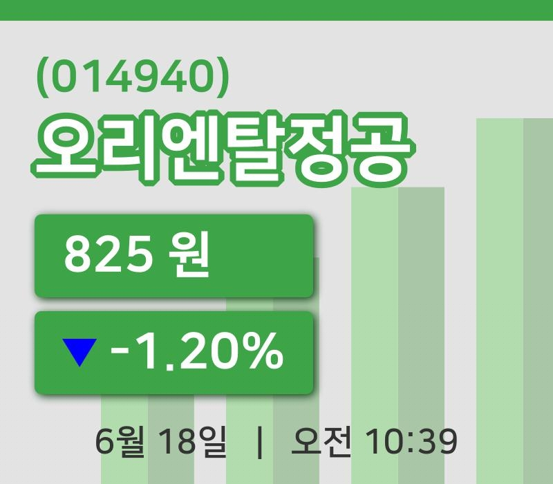 [오리엔탈정공주가] 10시 39분 현재 825원