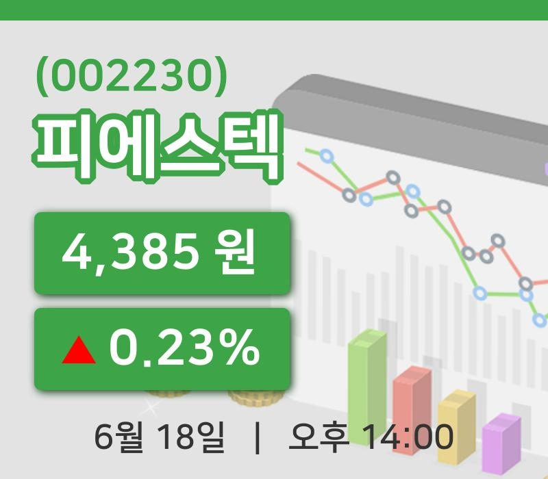 [피에스텍주가] 18일 14시 00분 현재 4,385원