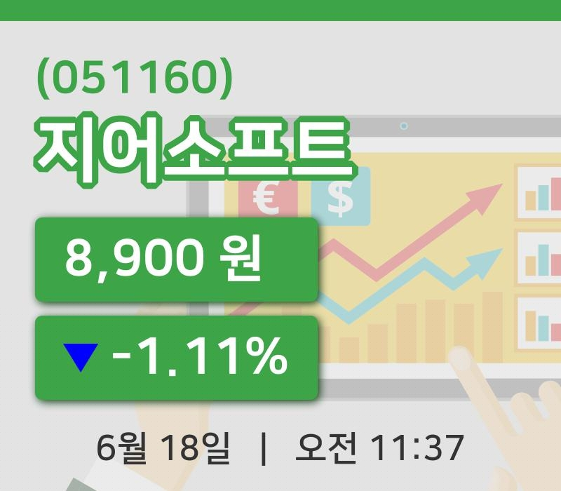 [지어소프트주가] 18일 이시각 현재  8,900원