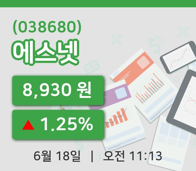 [에스넷주가] 18일 이시각 현재  8,930원