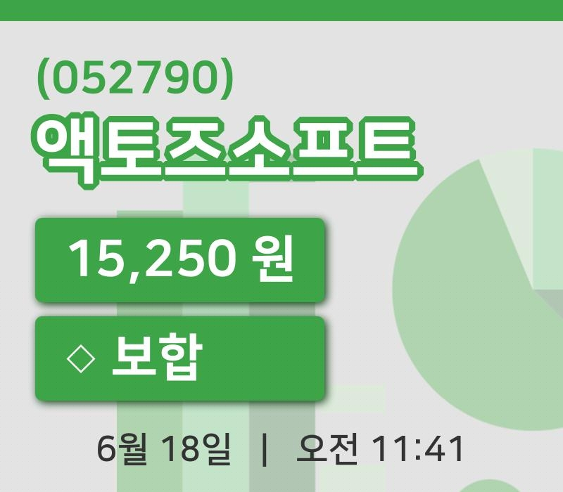 [액토즈소프트주가] 11시 41분 현재 15,250원