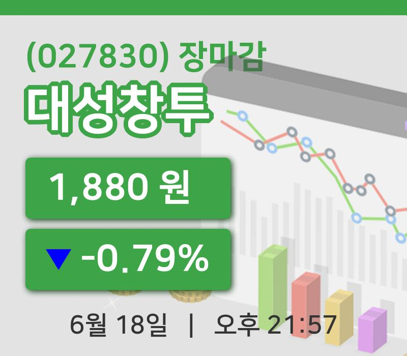 코스닥정리대성창투 18일 1,880원 장 마쳐주식차트종합분석