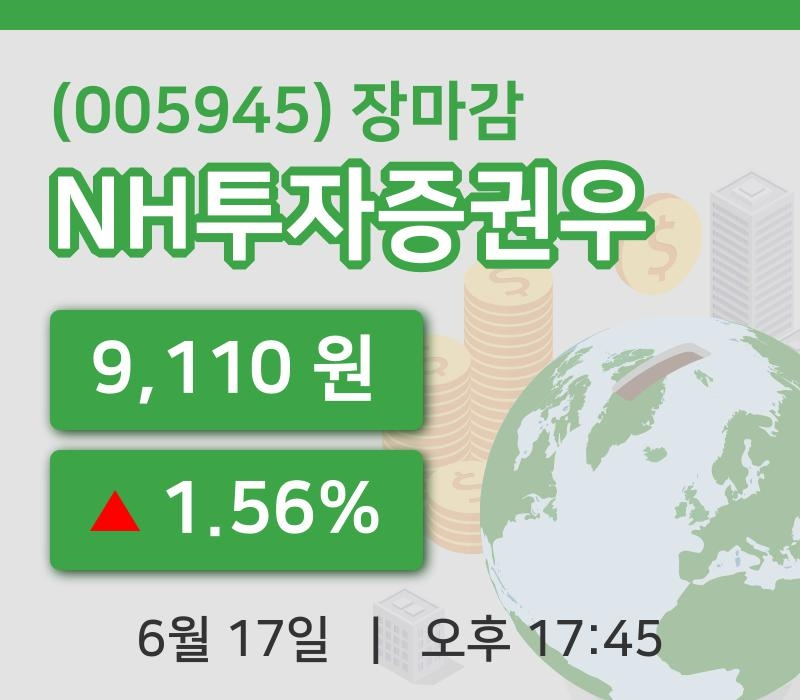 주식마감NH투자증권우 17일 9,110원 마감그래프복습하기