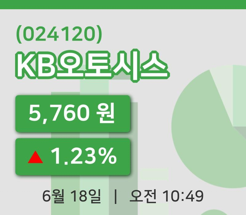 [KB오토시스주가] 18일 10시 49분 현재 5,760원