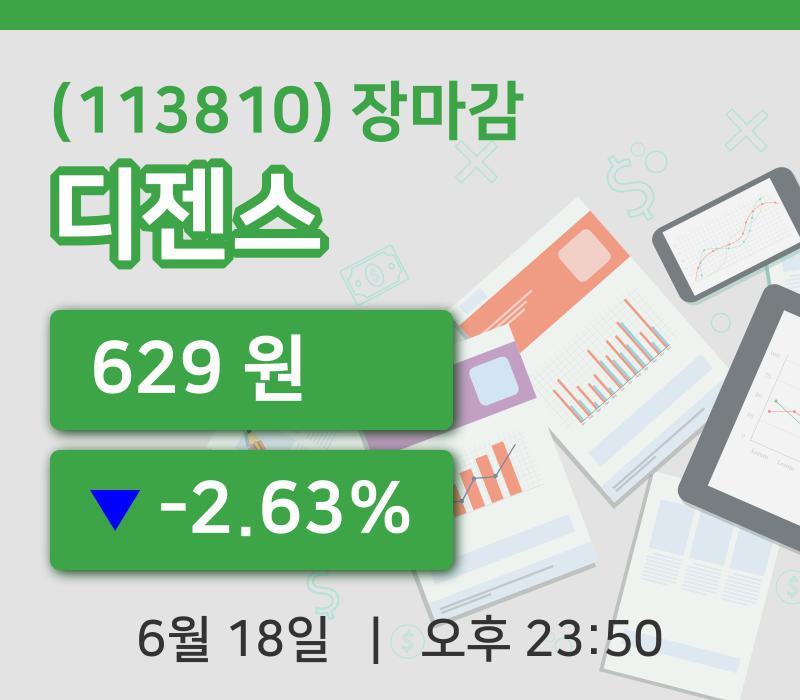 마감증시보고디젠스 18일 629원 마감그래프종합복습
