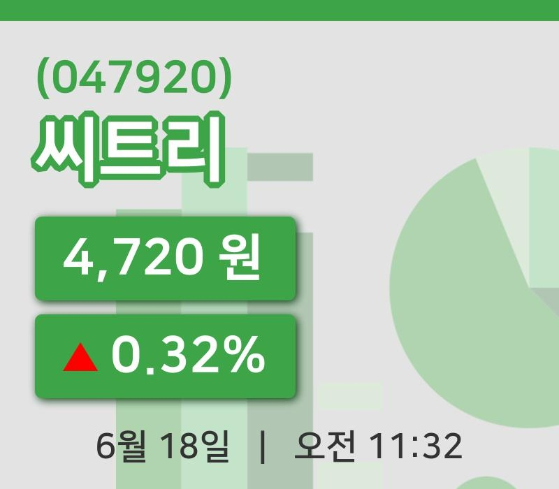 [씨트리주가] 18일 이시각 현재  4,720원