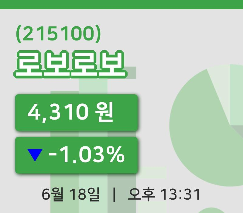 [로보로보주가] 18일 13시 31분 현재 4,310원