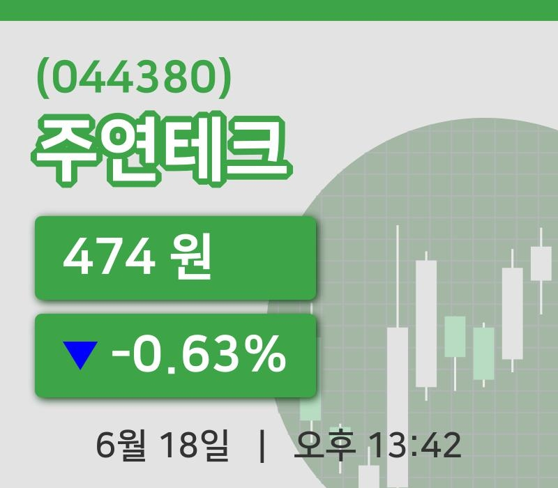 [주연테크주가] 18일 이시각 현재  474원