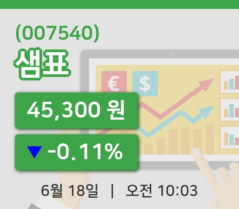 [샘표주가] 18일 이시각 현재  45,300원