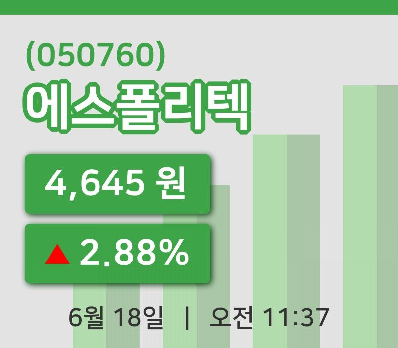 [에스폴리텍주가] 11시 37분 현재 4,645원