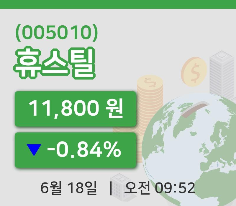 [휴스틸주가] 9시 52분 현재 11,800원
