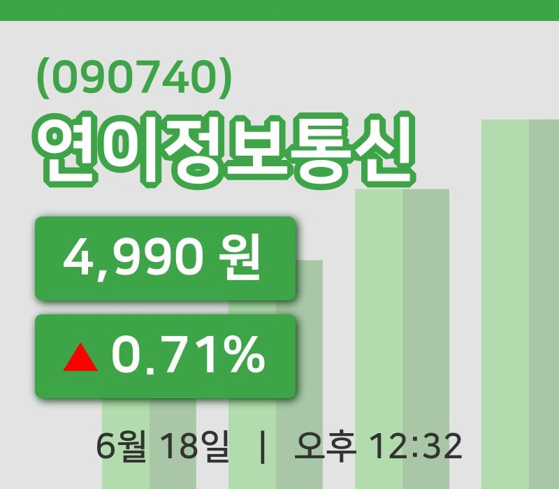 [연이정보통신주가] 18일 이시각 현재  4,990원